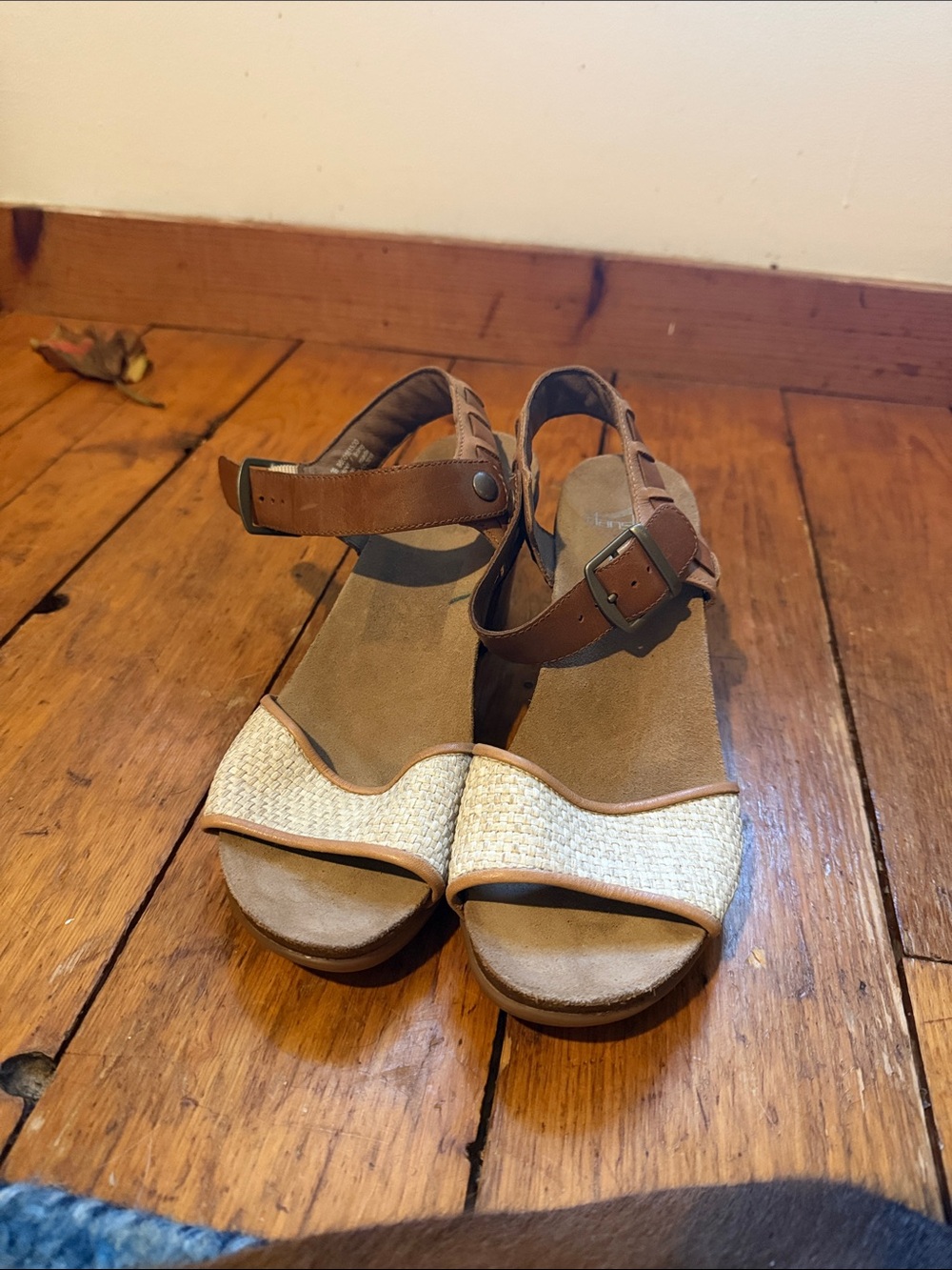 Dansko Women's Brown Suede and Woven Strap Sandals